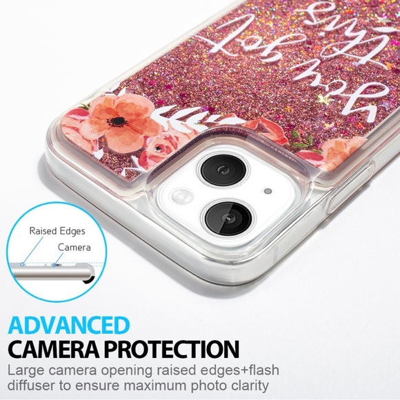 Flower Petal Glitter Waterfall Case iPhone 14 - Picture 3 of 7